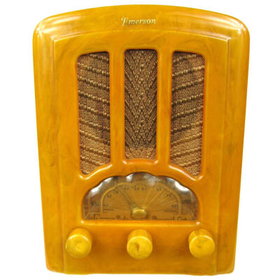 1937 Yellow Emerson AU-190 Cathedral Catalin Bakelite Tube Radio