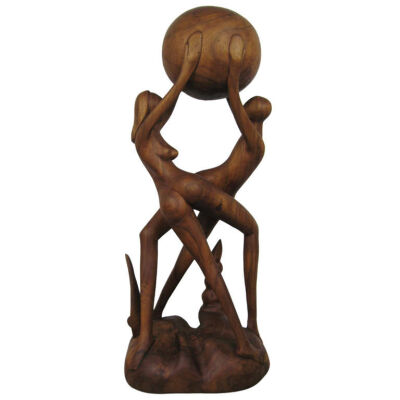 Large Wood Woman & Man Figural Sculpture