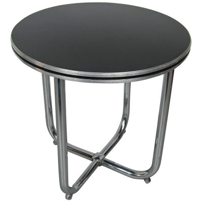 Streamline Art Deco Wolfgang Hoffman Art Deco Chrome & Black Side Table