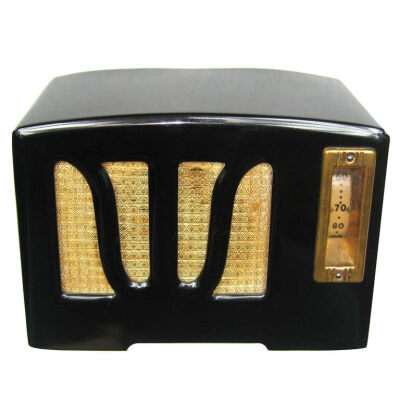 1938 Black & White RCA W Grill Catalin Bakelite Radio