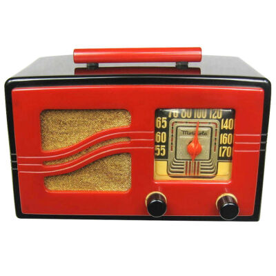 1941 Iconic Motorola Black & Red “S” Grill Catalin Bakelite Tube Radio