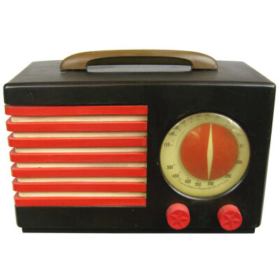 1940's Emerson Blue, White and Red Patriot Catalin / Bakelite Tube Radio